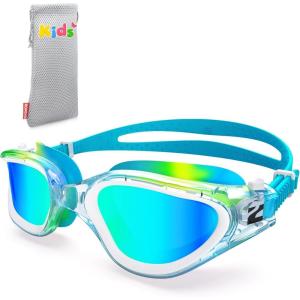 ZIONOR Kids Swim Goggles, G1MINI MIX Vibrant Colorblock Polarized No Leaking Anti Fog Kids Goggles(3-14)(N(allclear/Red/Orange-gold))