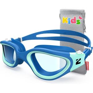 ZIONOR Kids Swim Goggles, G1MINI SE Anti-Fog Swimming Goggles for Kid Child 6-14(A (Clear Lens – Bluegreen))