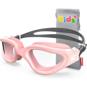ZIONOR Kids Swim Goggles, G1MINI SE Anti-Fog Swimming Goggles for Kid Child 6-14(A0 Clear Lens – Pink)