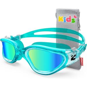 ZIONOR Kids Swim Goggles, G1MINI SE Anti-Fog Swimming Goggles for Kid Child 6-14(B3 (Mirrored Gold Lens – Greenclear))