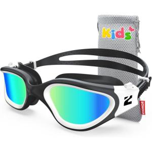 ZIONOR Kids Swim Goggles, G1MINI SE Anti-Fog Swimming Goggles for Kid Child 6-14(C1 (Gold Lens – Blackwhite))