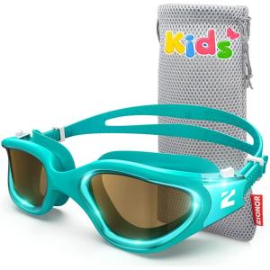 ZIONOR Kids Swim Goggles, G1MINI Ultra Photochromic Polarized Swimming Goggles Boys Girls(A5 (Green  Polarized + Photochromic))