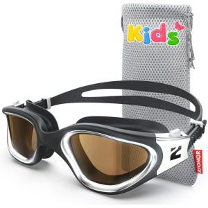 ZIONOR Kids Swim Goggles, G1MINI Ultra Photochromic Polarized Swimming Goggles Boys Girls(A8 (Silver  Polarized + Photochromic))