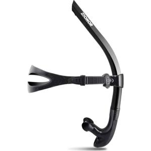 ZIONOR Snorkel Lap Swimming Swimmer Training Diving Snorkeling Comfortable Mouthpiece One-Way Purge Valve for Pool Open Water(A-T1 Swim Snorkel-Black)