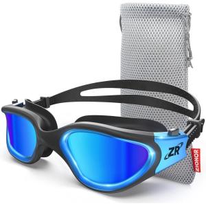 ZIONOR Swim Goggles, G1 MAX Polarized Anti-Fog Swimming Goggles for Men Women(A0 (Polarized + Mirror Blue))