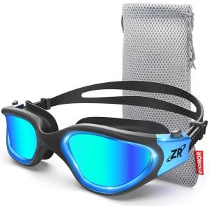 ZIONOR Swim Goggles, G1 MAX Polarized Anti-Fog Swimming Goggles for Men Women(A5 (Polarized + Mirror Gold))