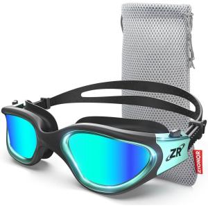 ZIONOR Swim Goggles, G1 MAX Polarized Anti-Fog Swimming Goggles for Men Women(A9 (Polarized + Mirror Gold))