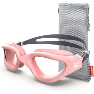 ZIONOR Swim Goggles, G1 SE Swimming Goggles Anti-Fog for Adult Men Women(A4-clear Lens Pink Frame)