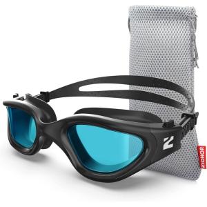 ZIONOR Swim Goggles, G1 SE Swimming Goggles Anti-Fog for Adult Men Women(A5-clear Blue Lens Black Frame)