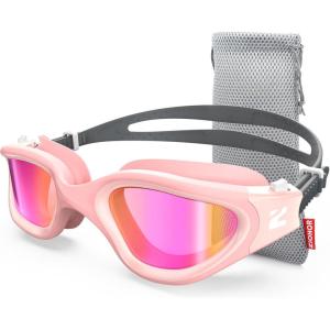 ZIONOR Swim Goggles, G1 SE Swimming Goggles Anti-Fog for Adult Men Women(A9-clearrevopurple Lens Pink Frame)