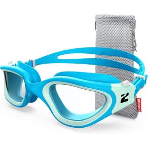 ZIONOR Swim Goggles, G1 SE Swimming Goggles Anti-Fog for Adult Men Women(B3-clear Lens Blue Frame)