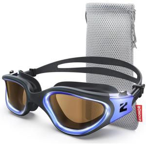 ZIONOR Swim Goggles, G1 Ultra Photochromic Polarized Swimming Goggles Men Women(A0 (Blue  Polarized + Photochromic))