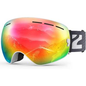 ZIONOR X Ski Goggles – OTG Snowboard Goggles Detachable Lens for Men Women Adult(B3-vlt 21% Whiteframe Greyrevoredlens)