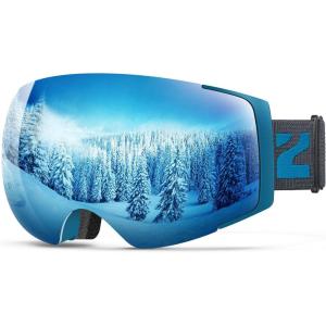 ZIONOR X4 Ski Goggles Magnetic Lens – Snowboard Goggles for Men Women Adult – Snow Goggles Anti-fog UV Protection(B0-blue Frame Sapphire Lens)