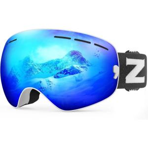 ZIONOR XMINI Kids Ski Goggles – Snowboard Snow Goggles for Boys Girls Youth(A1-white Frame Grey Revo Blue Lens Vlt 23%)