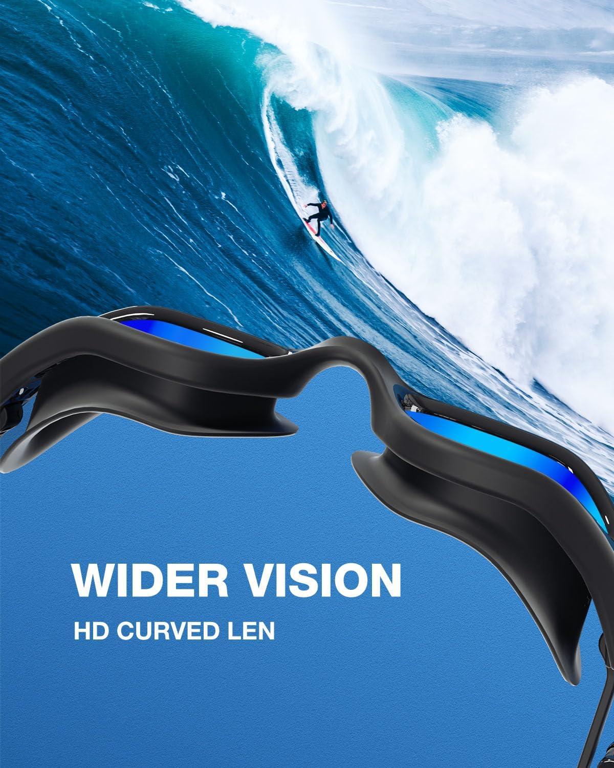 imageZIONOR G1 Lite Swim Goggles with Swim Cap Comfortable Antifog Swimming Goggles Cap Set for Adult Men WomenB1allblackbluec5 Black