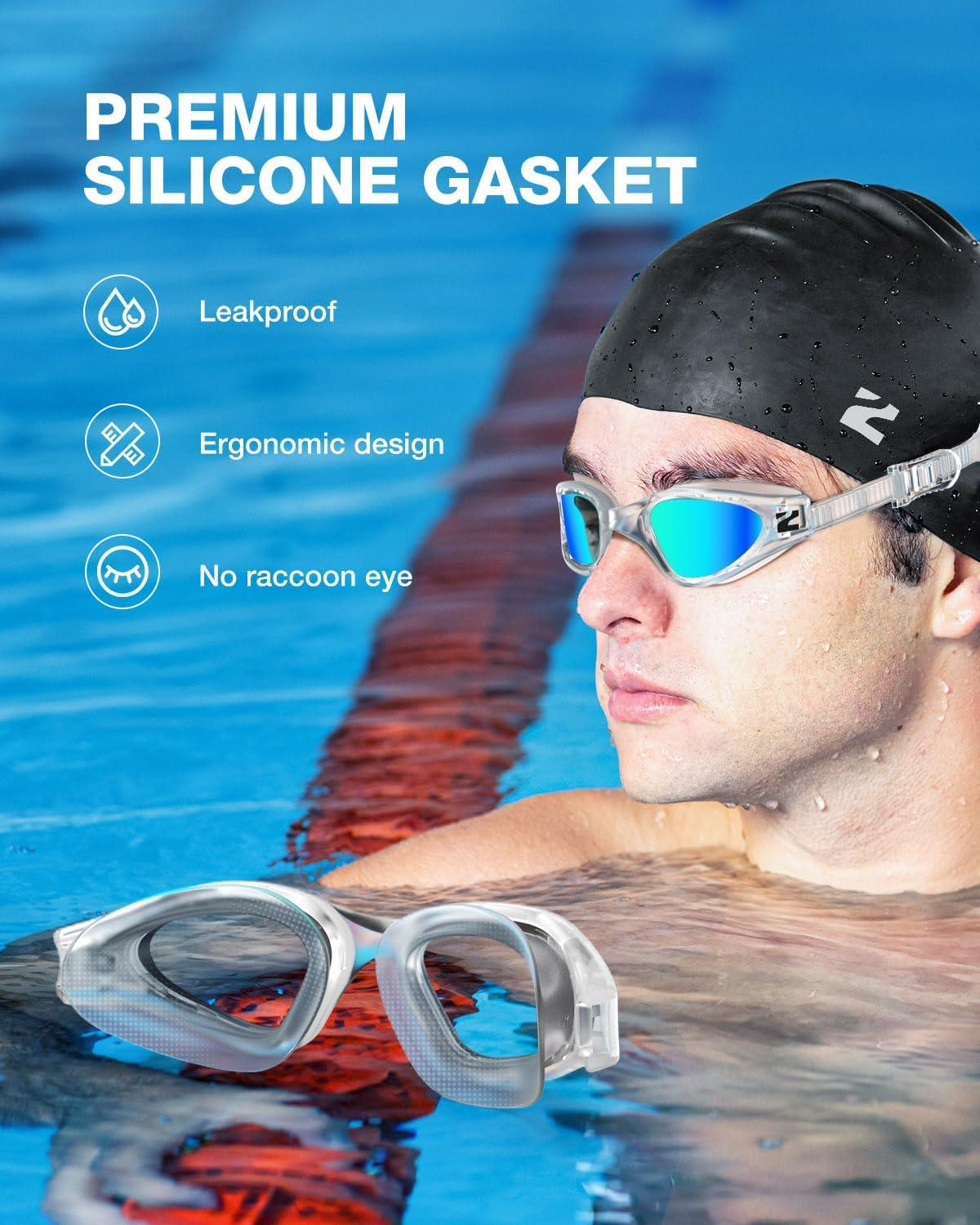 imageZIONOR G1 Lite Swim Goggles with Swim Cap Comfortable Antifog Swimming Goggles Cap Set for Adult Men WomenC1allcleargoldc5 Black