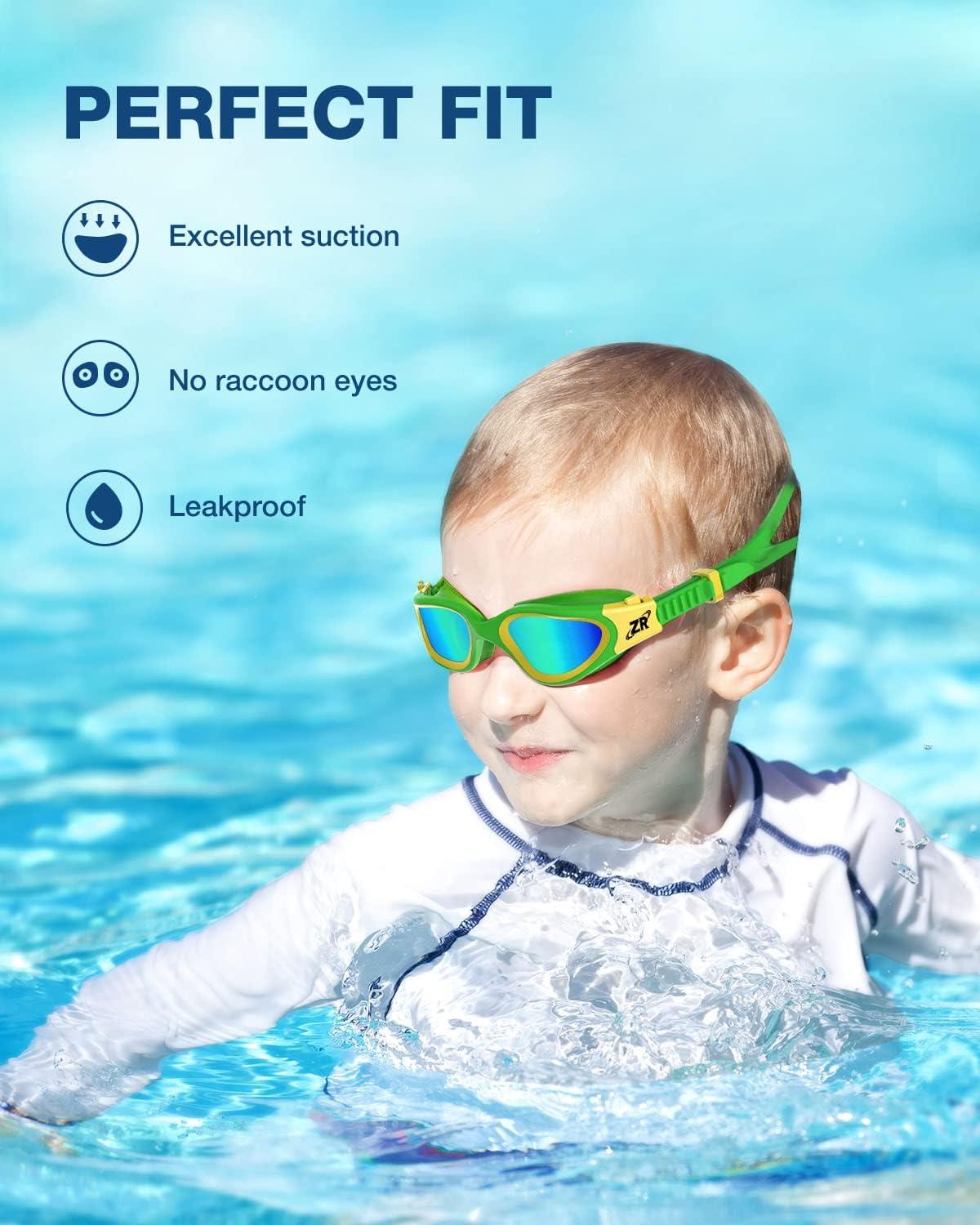 imageZIONOR Kids Swim Goggles 2 Packs G1MINI Polarized Swimming Goggles GirlsBoysJpolarized Pinkgold Greengold