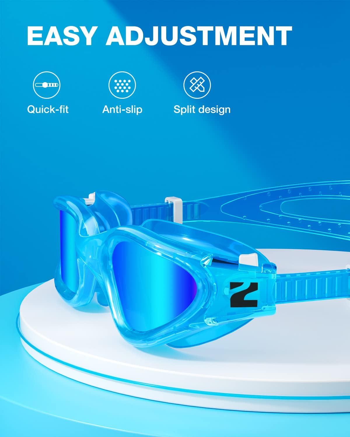 imageZIONOR Kids Swim Goggles G1 MINI UV Protection AntiFog Polarized Swimming Goggles for Age 614A8mirrored Blue Lens Clearblue Frame