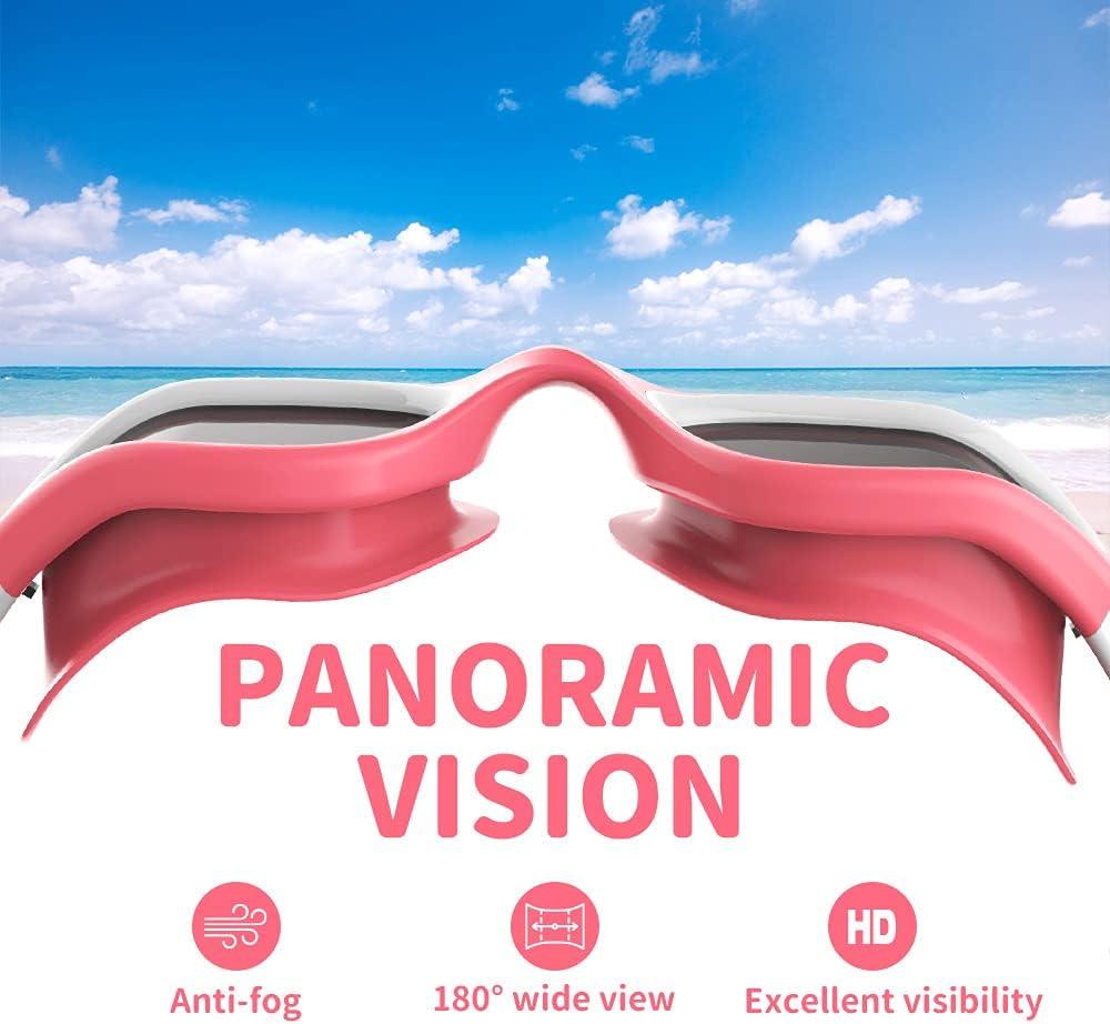 imageZIONOR Kids Swim Goggles G1 MINI UV Protection AntiFog Polarized Swimming Goggles for Age 614A9bright Smoke Lens Pinkwhite Frame