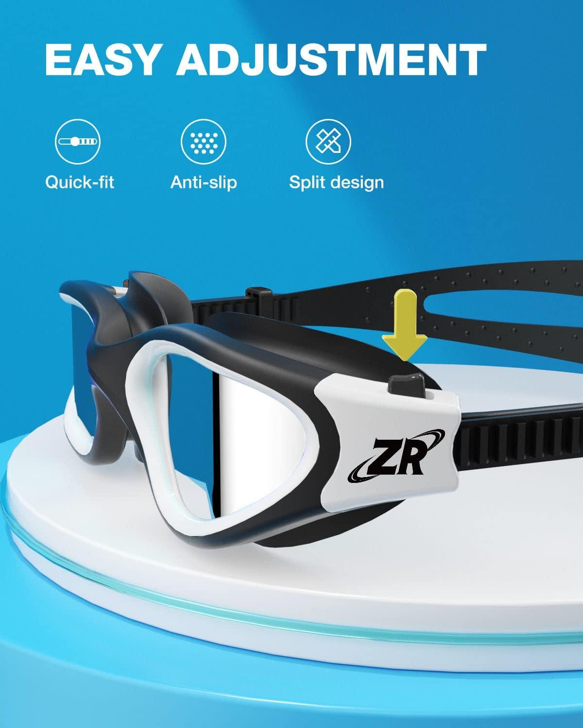 imageZIONOR Kids Swim Goggles G1 MINI UV Protection AntiFog Polarized Swimming Goggles for Age 614B0mirrored Silver Lens Blackwhite Frame