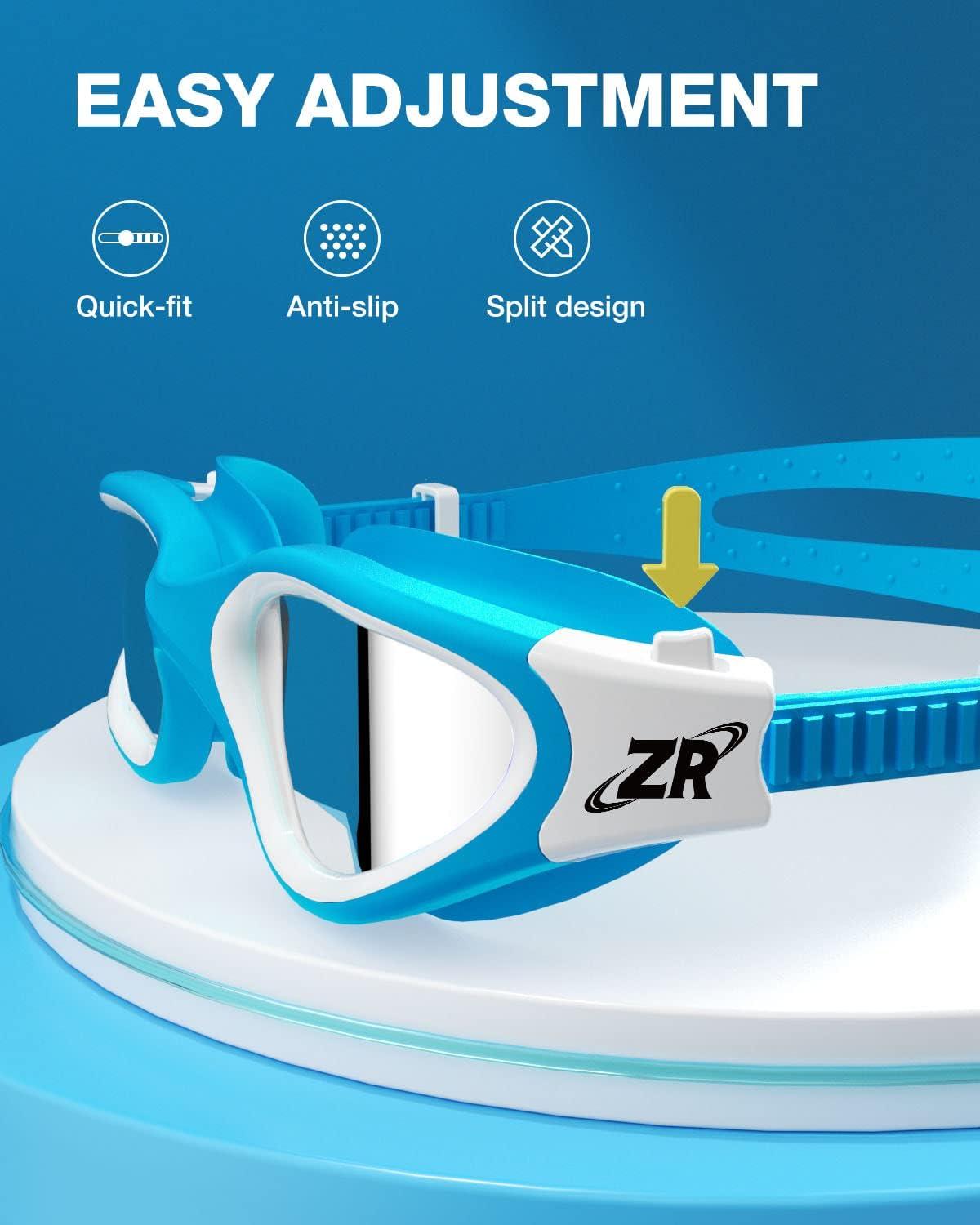 imageZIONOR Kids Swim Goggles G1 MINI UV Protection AntiFog Polarized Swimming Goggles for Age 614B2mirrored Silver Lens Bluewhite Frame