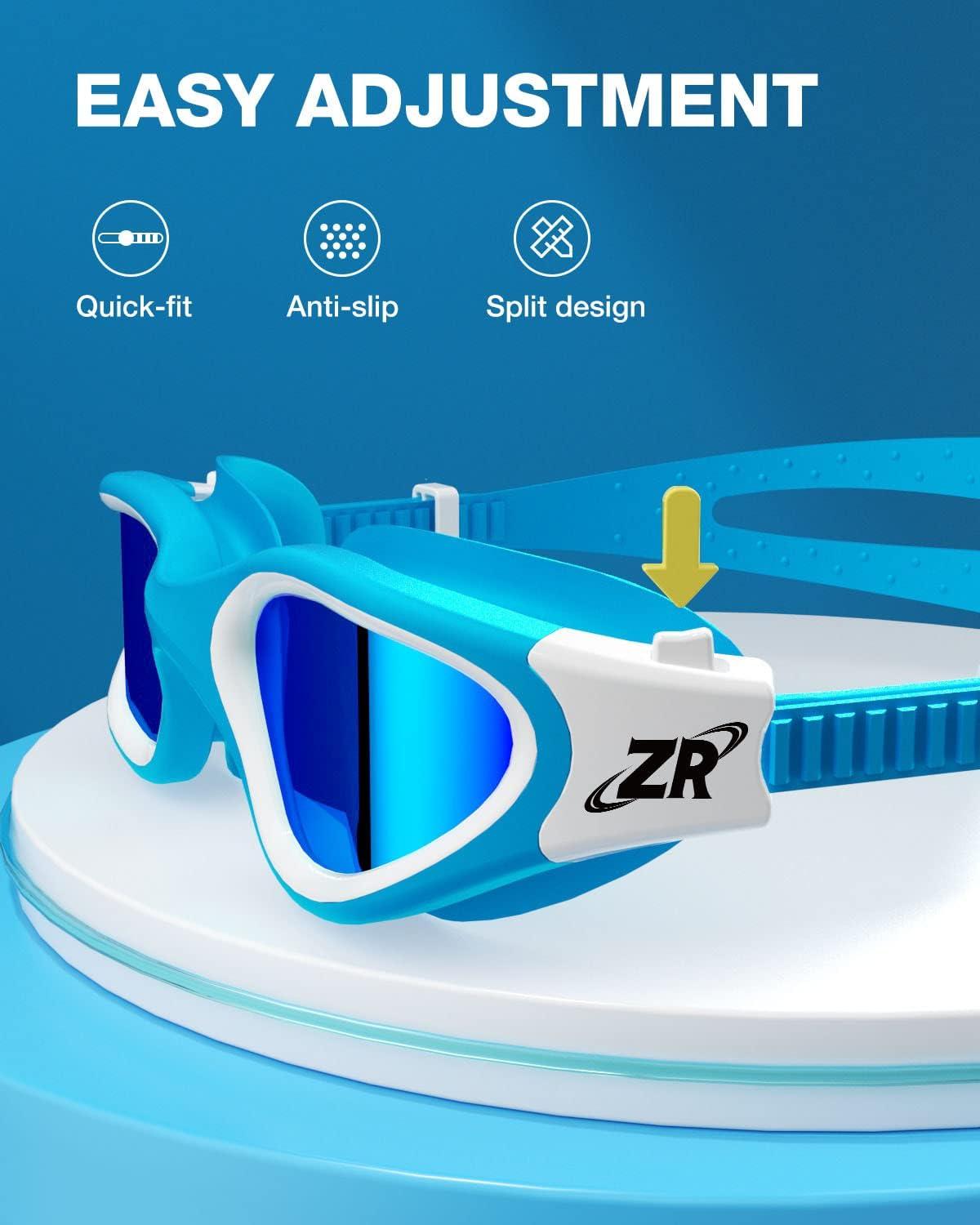 imageZIONOR Kids Swim Goggles G1 MINI UV Protection AntiFog Polarized Swimming Goggles for Age 614B6mirrored Blue Lens Bluewhite Frame