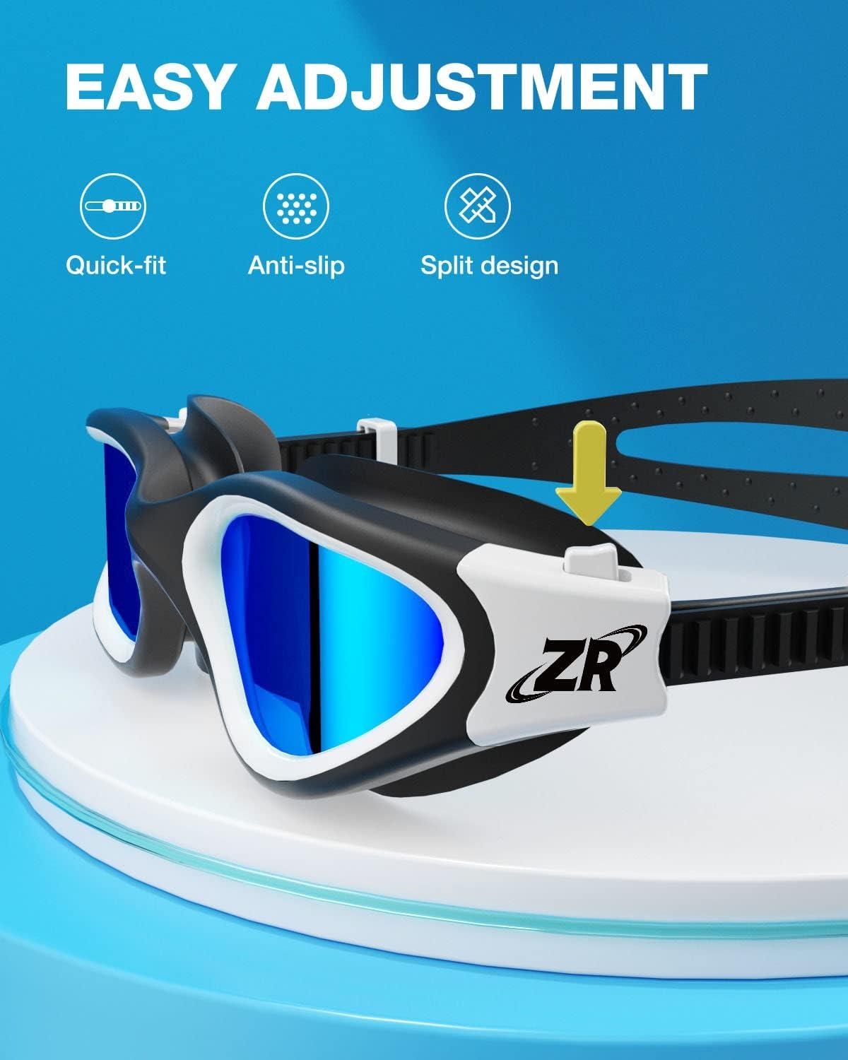 imageZIONOR Kids Swim Goggles G1 MINI UV Protection AntiFog Polarized Swimming Goggles for Age 614B7mirrored Blue Lens Blackwhite Mirrored Blue