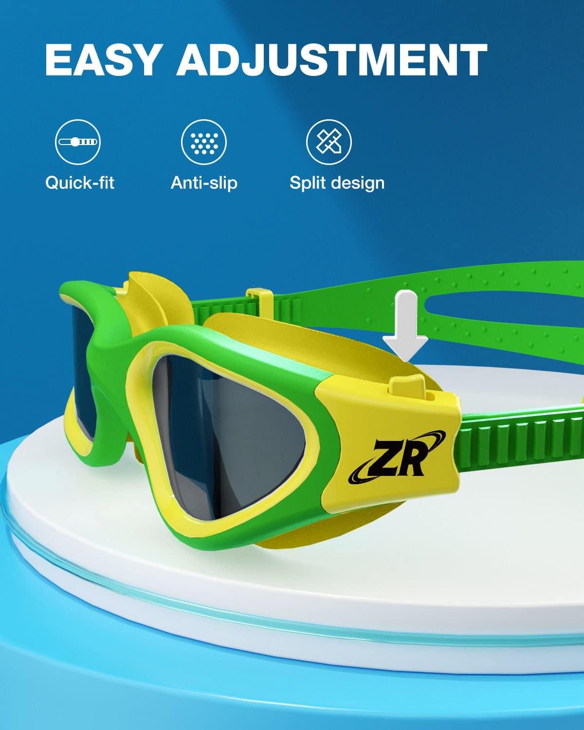 imageZIONOR Kids Swim Goggles G1 MINI UV Protection AntiFog Polarized Swimming Goggles for Age 614B8bright Smoke Lens Yellowgreen Frame