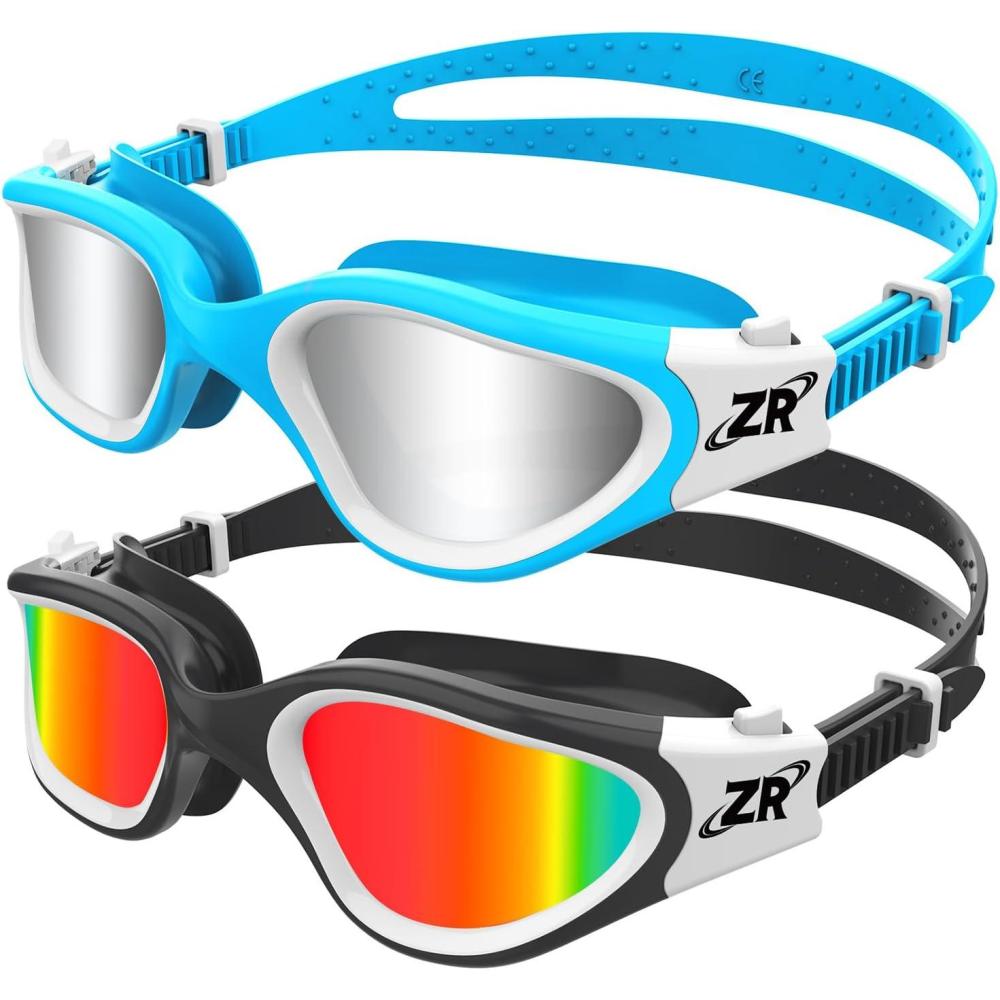 imageZIONOR Kids Swim Goggles 2 Packs G1MINI Polarized Swimming Goggles GirlsBoysFpolarized Whitered  Bluesilver