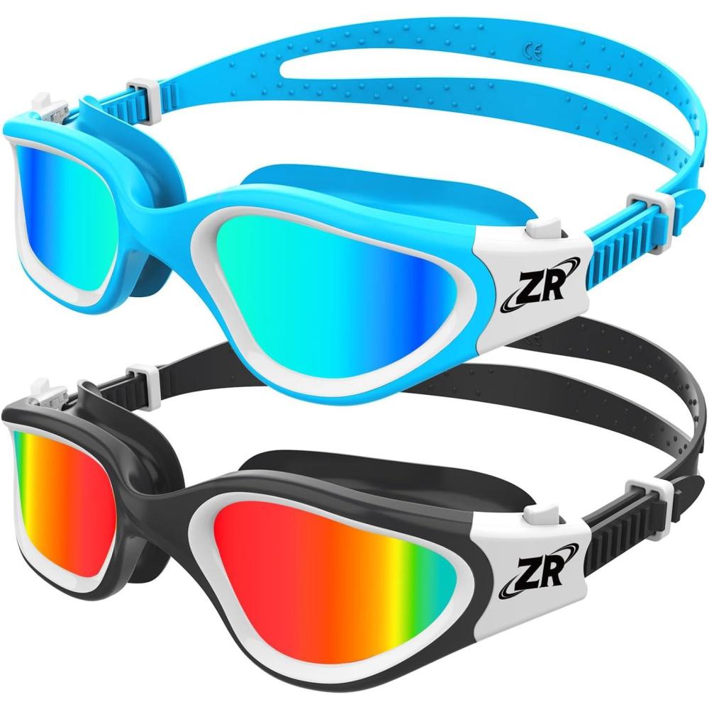 imageZIONOR Kids Swim Goggles 2 Packs G1MINI Polarized Swimming Goggles GirlsBoysIpolarized Whitered  Bluegold