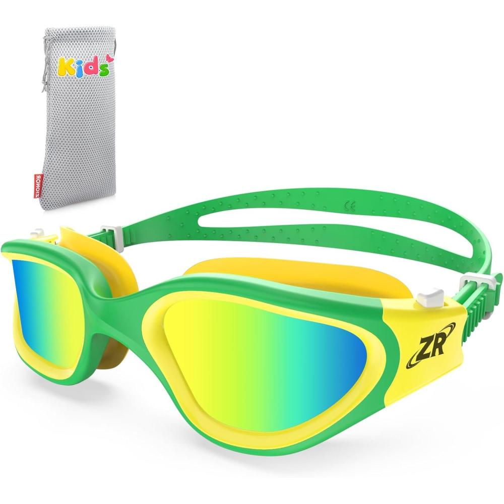 imageZIONOR Kids Swim Goggles G1 MINI UV Protection AntiFog Polarized Swimming Goggles for Age 614A6mirrored Gold Lens Yellowgreen Frame