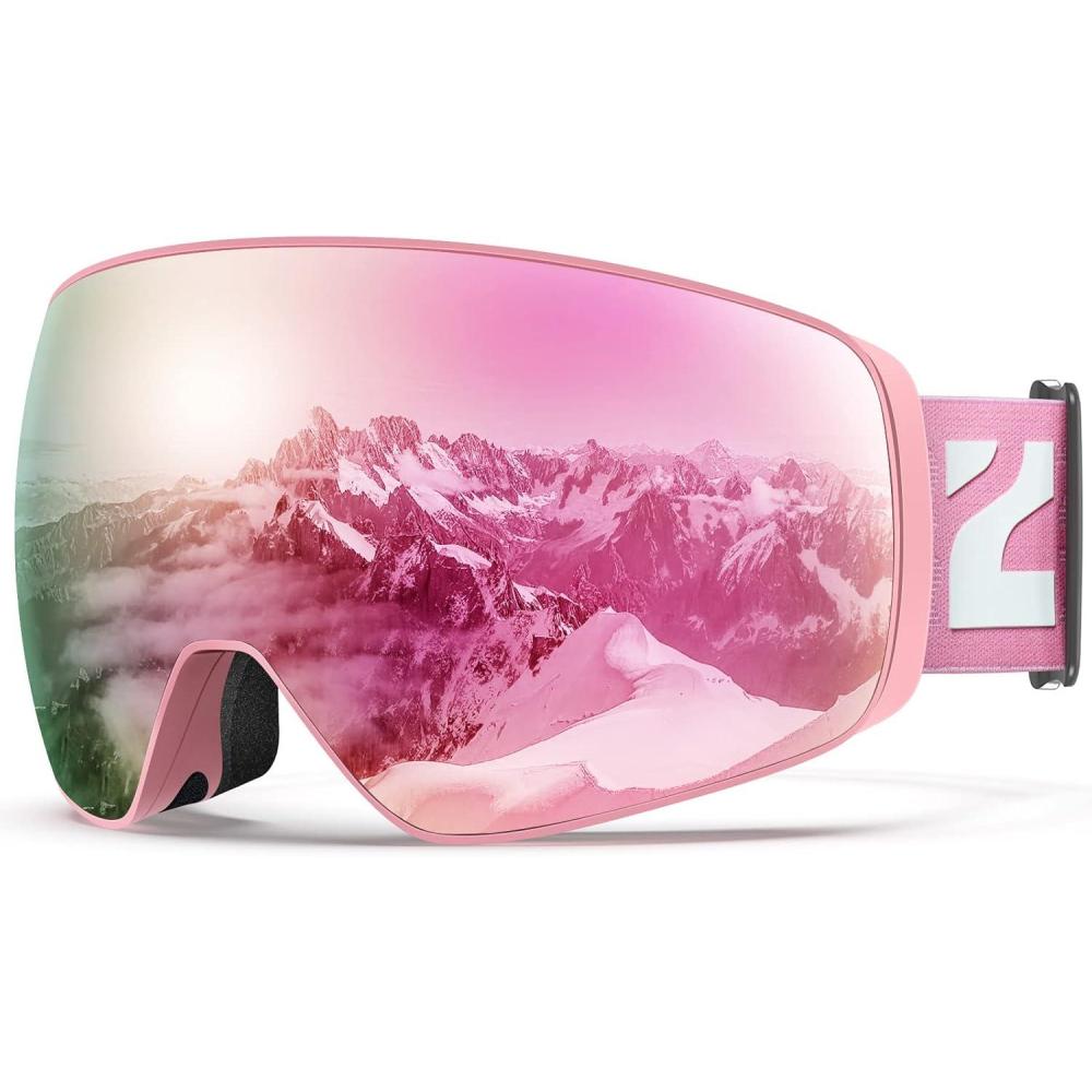 imageZIONOR Ski Goggles X12 100 OTG Snow Goggles Detachable Lens for Men Women AdultA6pink Frame Pink Toric Lens Vlt 6 S4