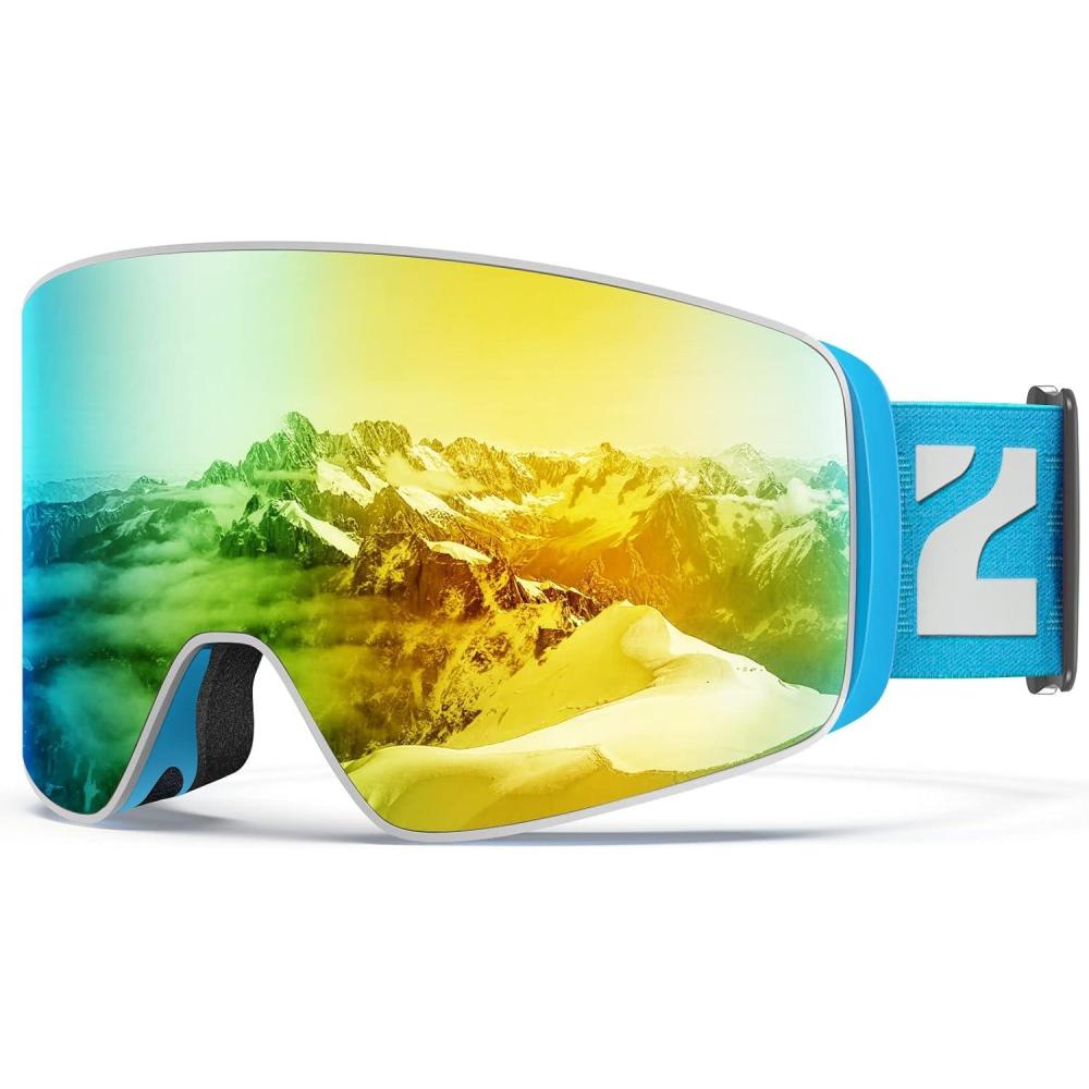 imageZIONOR Ski Goggles X12 100 OTG Snow Goggles Detachable Lens for Men Women AdultA9blue Frame Gold Cylindrical Lens Vlt 7 S4