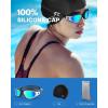 ZIONOR G1 Lite Swim Goggles with Swim Cap Comfortable Anti-fog Swimming Goggles Cap Set for Adult Men Women(A0(white-gold+c5 Black))