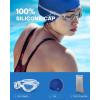 ZIONOR G1 Lite Swim Goggles with Swim Cap Comfortable Anti-fog Swimming Goggles Cap Set for Adult Men Women(A4(allclear+c5 Blue))