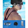 ZIONOR G1 Lite Swim Goggles with Swim Cap Comfortable Anti-fog Swimming Goggles Cap Set for Adult Men Women(A6(black-white+c5 Black))