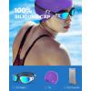 ZIONOR G1 Lite Swim Goggles with Swim Cap Comfortable Anti-fog Swimming Goggles Cap Set for Adult Men Women(A7(white-gold+c5 Purple))