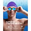 ZIONOR G1 Lite Swim Goggles with Swim Cap Comfortable Anti-fog Swimming Goggles Cap Set for Adult Men Women(A7(white-gold+c5 Purple))