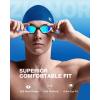 ZIONOR G1 Lite Swim Goggles with Swim Cap Comfortable Anti-fog Swimming Goggles Cap Set for Adult Men Women(A8(white-gold+c5 Blue))