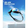 ZIONOR G1 Lite Swim Goggles with Swim Cap Comfortable Anti-fog Swimming Goggles Cap Set for Adult Men Women(A8(white-gold+c5 Blue))