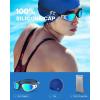 ZIONOR G1 Lite Swim Goggles with Swim Cap Comfortable Anti-fog Swimming Goggles Cap Set for Adult Men Women(A8(white-gold+c5 Blue))