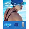 ZIONOR G1 Lite Swim Goggles with Swim Cap Comfortable Anti-fog Swimming Goggles Cap Set for Adult Men Women(B0(blue-white+c5 Blue))