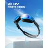ZIONOR G1 Lite Swim Goggles with Swim Cap Comfortable Anti-fog Swimming Goggles Cap Set for Adult Men Women(B2(black-blue+c5 Black))