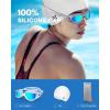 ZIONOR G1 Lite Swim Goggles with Swim Cap Comfortable Anti-fog Swimming Goggles Cap Set for Adult Men Women(B4(allclear-gold+c5 White))