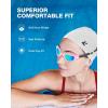 ZIONOR G1 Lite Swim Goggles with Swim Cap Comfortable Anti-fog Swimming Goggles Cap Set for Adult Men Women(B6(pink-gold+c5 White))