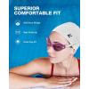 ZIONOR G1 Lite Swim Goggles with Swim Cap Comfortable Anti-fog Swimming Goggles Cap Set for Adult Men Women(B8(redwine+c5 White))
