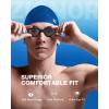 ZIONOR G1 Lite Swim Goggles with Swim Cap Comfortable Anti-fog Swimming Goggles Cap Set for Adult Men Women(C0(allblack-smoke+c5 Blue))