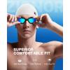 ZIONOR G1 Lite Swim Goggles with Swim Cap Comfortable Anti-fog Swimming Goggles Cap Set for Adult Men Women(C5(allblack+c5 White))