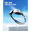 ZIONOR G1 Lite Swim Goggles with Swim Cap Comfortable Anti-fog Swimming Goggles Cap Set for Adult Men Women(C6(blackwhite-silver+c5 Black))